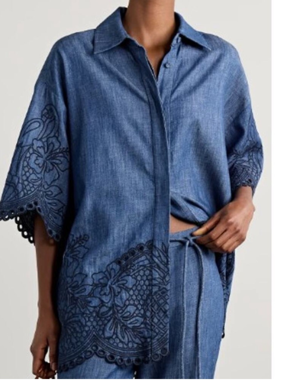 Zimmermann Coco Embroidered Denim Shirt